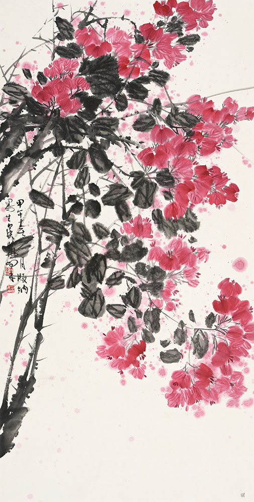 著名画家侯晓峰老师国画精品《西双版纳三角梅写生之一》