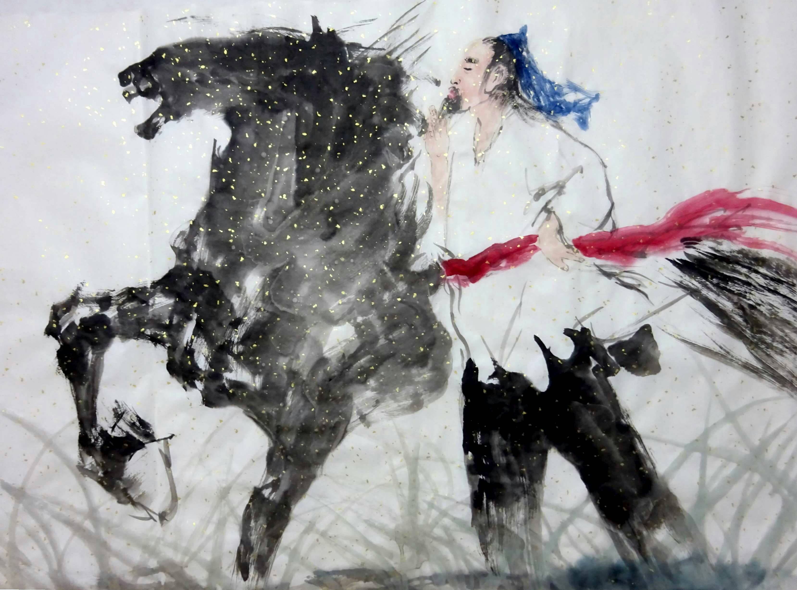 子峻书画人物画作品《伯乐相马》