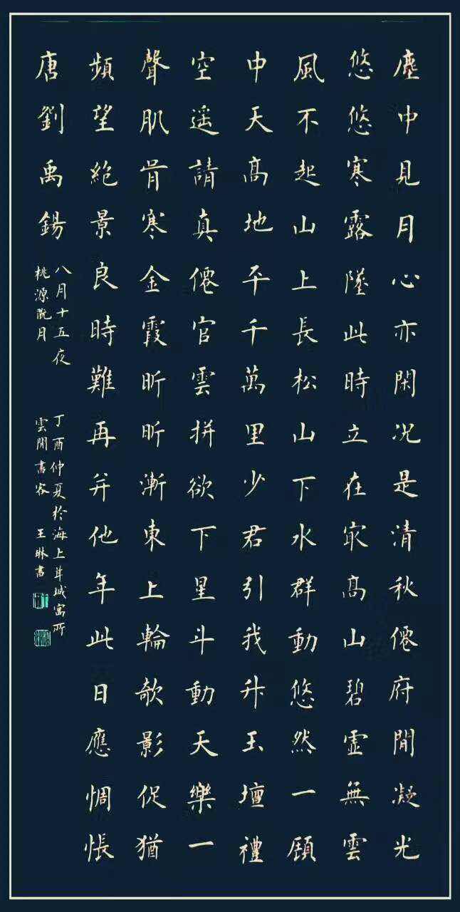 王琳楷书精品《八月十五夜桃源玩月》