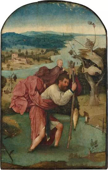 《背负基督的圣克里斯多福》，1500年左右，耶罗尼米斯·博斯