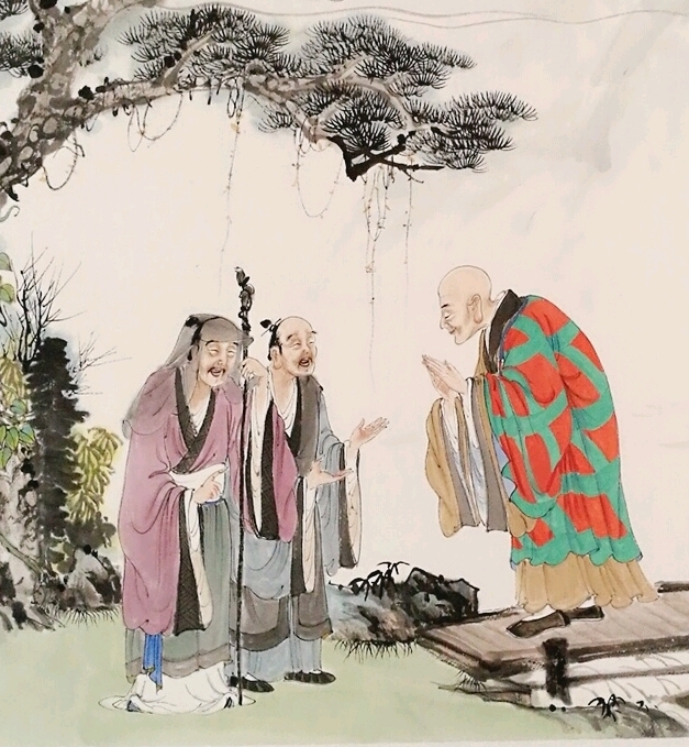 王轩人物画作品《虎溪三笑》
