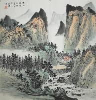 赵安平山水画作品《溪山雨过》