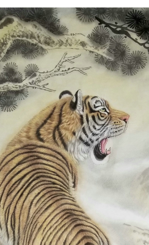 画虎名家高伟动物画作品《《虎啸山河》》