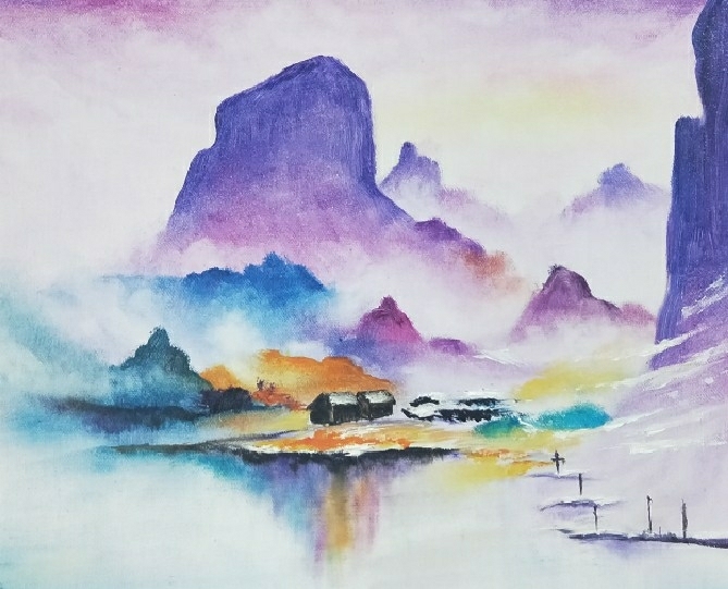 琦风景画作品《仙山》油画