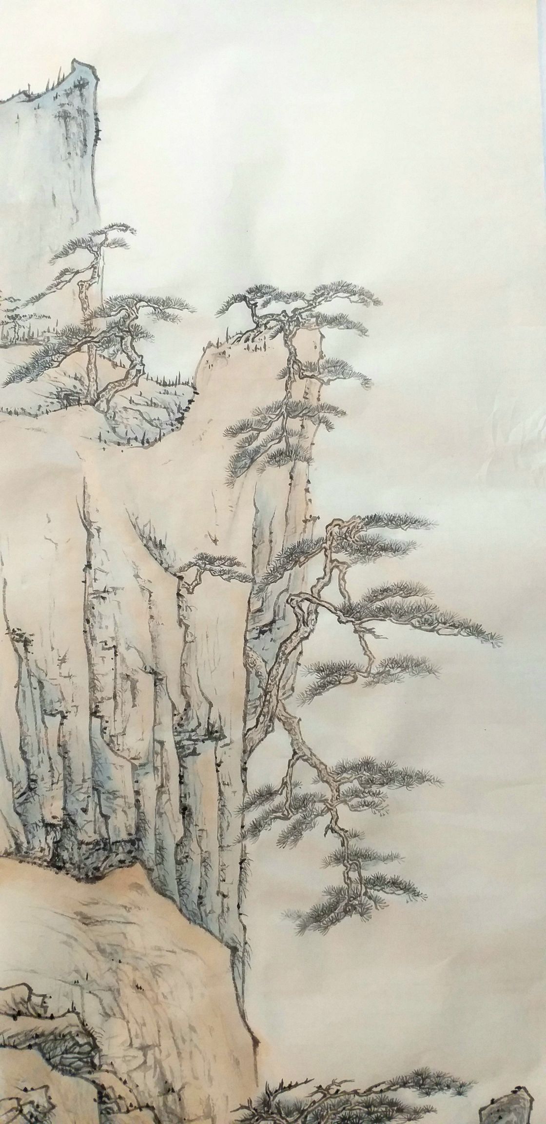 水泊山水画作品《黄海松石》