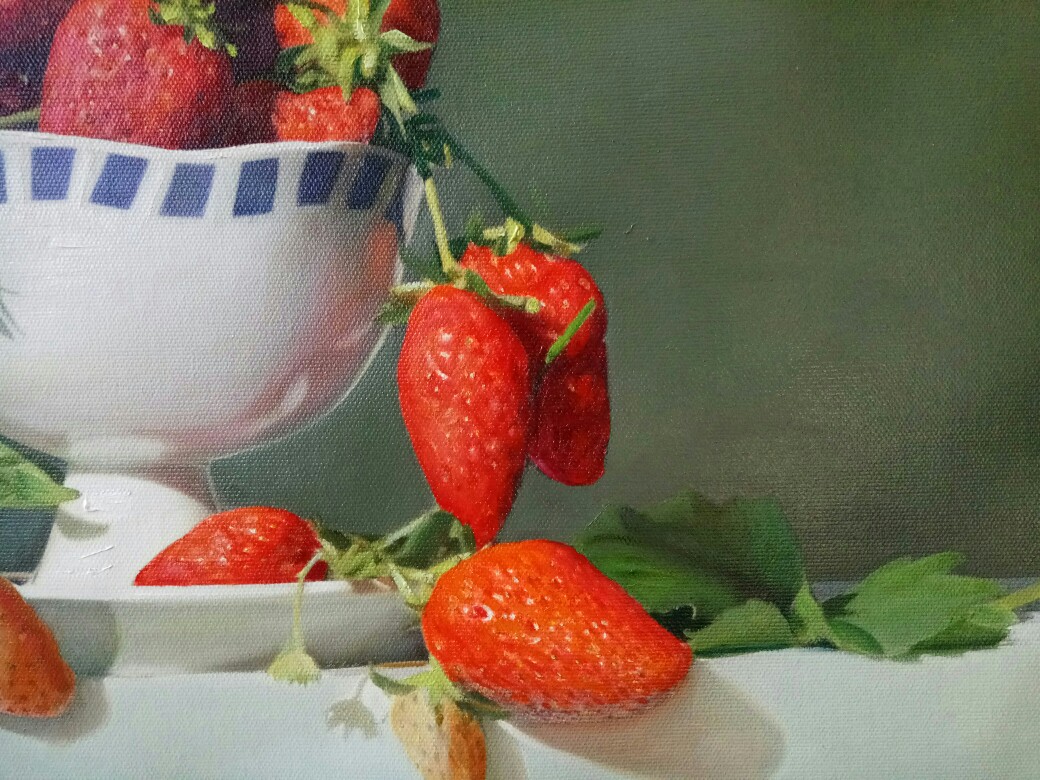 超写实油画静物画作品《草莓》