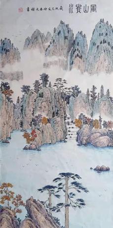 创新吉祥工笔山水画精品富山贵水