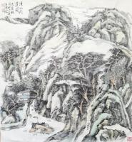 中国书画家协会会员 汪湘波山水画作品《溪山问道》