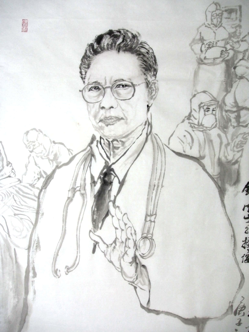 柳子峻人物画作品《钟南山院士像》