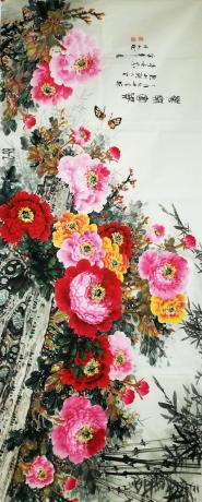 广西省美术家协会会员小八尺国画花开富贵2