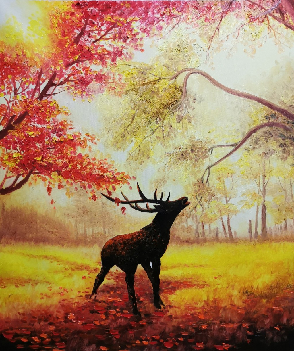 宁连辉动物画作品《生财有鹿》