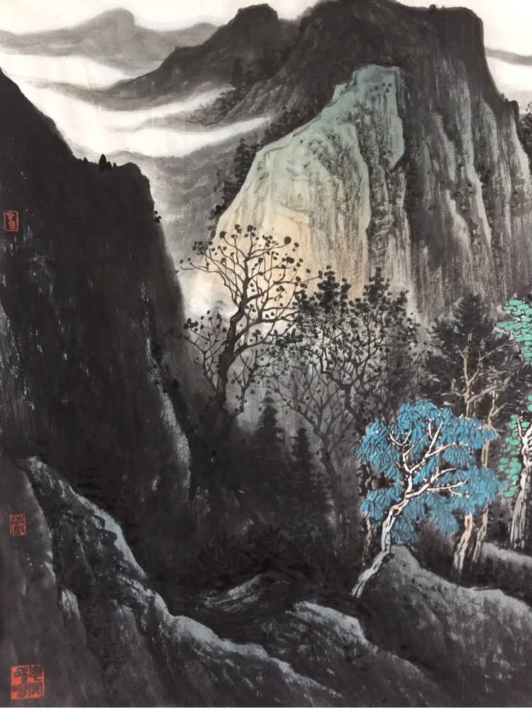 荣小松山水画《江山无尽》