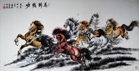 黑龙江美术家协会会员&国家一级美术师 崔俊鹰山水画作品《马到成功》