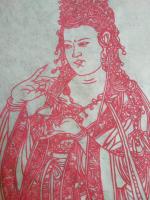 陕西省美术家协会会员 王东人物画作品《手繪硃砂線描南海觀音菩薩像》