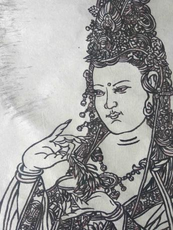 职业画家副院长特惠三点五平尺手绘线描南海观音菩萨