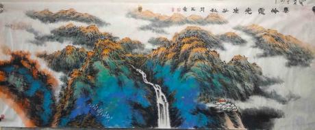 职业画家副院长特惠精品重彩山水画12平尺秦岭霞光