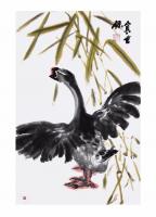 天津市美术家协会会员 贠世保花鸟画作品《一鸣惊人》