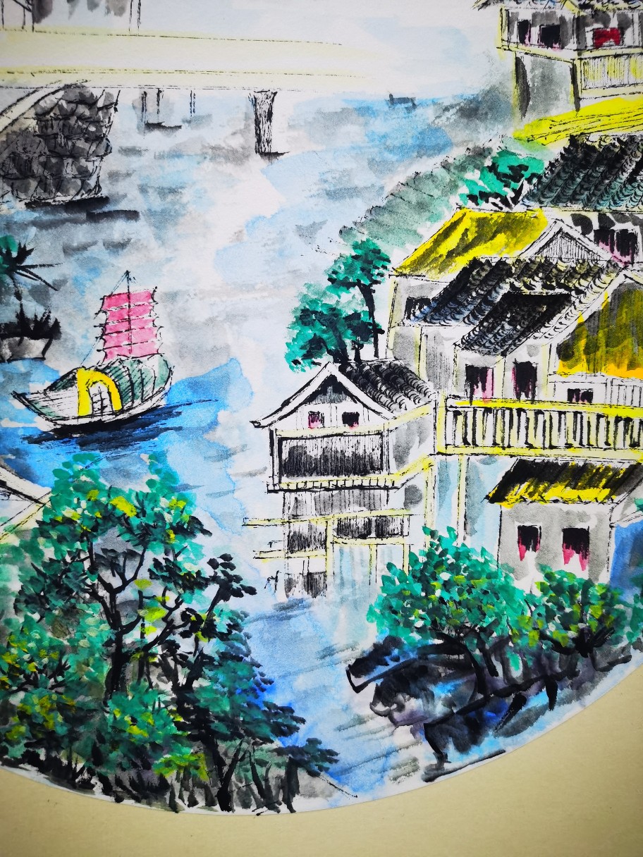 李彩兰山水画作品《江南水乡》