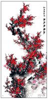 江苏省美术家协会会员 高晓林花鸟画作品《大尺幅红梅报新春2851》