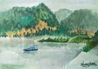 艺术家 钟源风景画作品《宁静的湖畔》