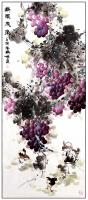 江苏省美术家协会会员 高晓林花鸟画作品《水墨重彩葡萄一一紫气东来一一3142》