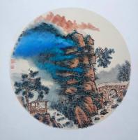 陕西省美术家协会会员 王东山水画作品《放漏精品青绿重彩山水已装裱好的白板纸》