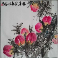 河北省女画家协会会员 蔡海英花鸟画作品《福寿安康》