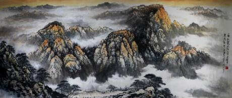 原创精品放漏手绘山水图孤品