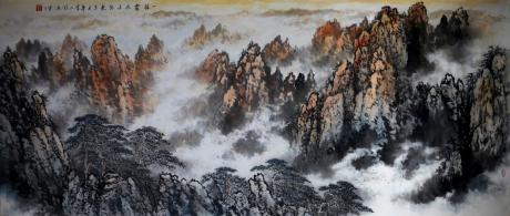原创精品放漏手绘山水图孤品