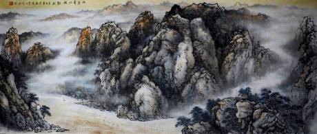原创精品放漏手绘山水图孤品