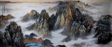 原创精品放漏手绘山水图孤品