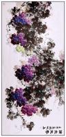 江苏省美术家协会会员 高晓林花鸟画作品《大尺幅厅堂重彩葡萄一一满室生香一一3362》