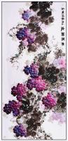 江苏省美术家协会会员 高晓林花鸟画作品《大尺幅厅堂重彩葡萄一一紫气满堂一一3363》