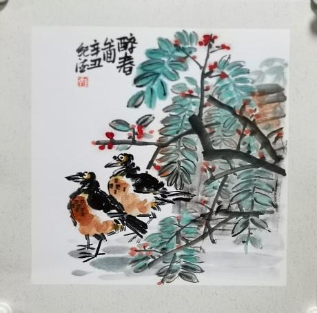 山东省美协会员孙纪德小品醉春图
