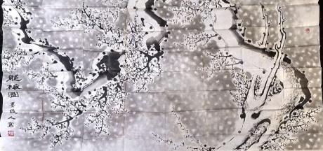 二十多年前收藏道家著名画家墨道人孙明瑞雪梅龙梅一幅画中有龙头可见故称龙梅凡结缘惠赠本
