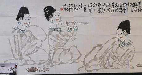 十多年前收藏名人名家杨晓阳人物画一幅凡结缘均惠赠本人书法一幅