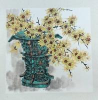 陕西省美术家协会会员 王东花鸟画作品《鼎盛已装裱好的白板纸》