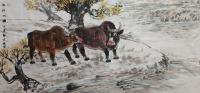 中国美术家协会会员 郑宏光动物画作品《牛牛大顺》