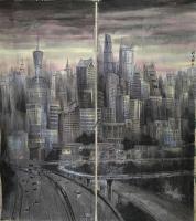 艺术家 郑利民山水画作品《都市节奏178高156宽厘米》