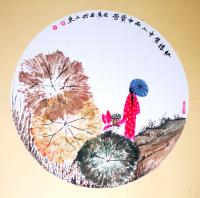 黑龙江美术家协会会员&国家一级美术师 崔俊鹰人物画作品《雨中赏荷》