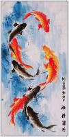 江苏省美术家协会会员 高晓林花鸟画作品《四尺锦鲤吉祥图一一吉祥如意一一3729》