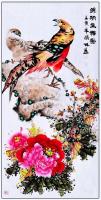 江苏省美术家协会会员 高晓林花鸟画作品《四尺中堂玄关画一一锦羽呈祥图一一3740》