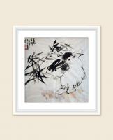 中国美术家协会会员&酒泉市美术家协会副主席 王东进花鸟画作品《玉兔呈祥》