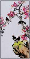 江苏省美术家协会会员 高晓林花鸟画作品《四尺中堂玄关画一一醉春一一3883》