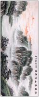 江苏省美术家协会会员 高晓林山水画作品《13平尺山水一一红霞云山淡含烟一一3891》