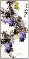 江苏省美术家协会会员 高晓林花鸟画作品《四尺中堂玄关重彩葡萄一一硕果飘香一一3896》