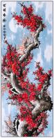 江苏省美术家协会会员 高晓林花鸟画作品《小六尺红梅图一一岁寒奇香一一3952》