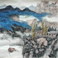 陕西省美术家协会会员 王东山水画作品《泼彩山水》