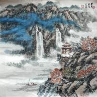陕西省美术家协会会员 王东山水画作品《泼彩山水》