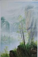 吉林省工艺美术协会会员 郑丽君风景画作品《高山流水》